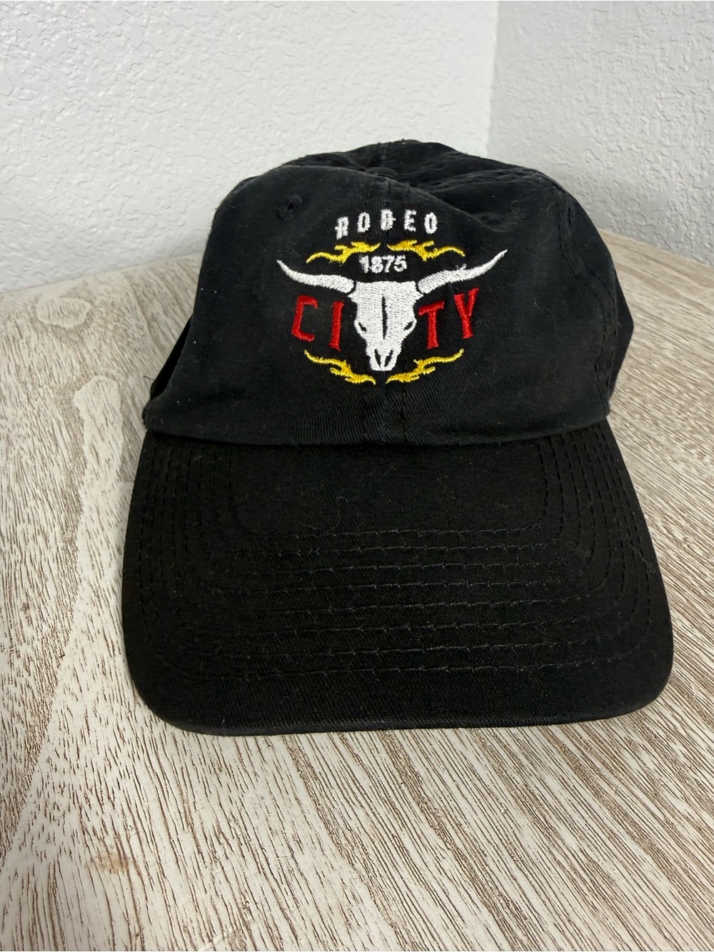 Rodeo City Black Embroidered Cotton Baseball Cap